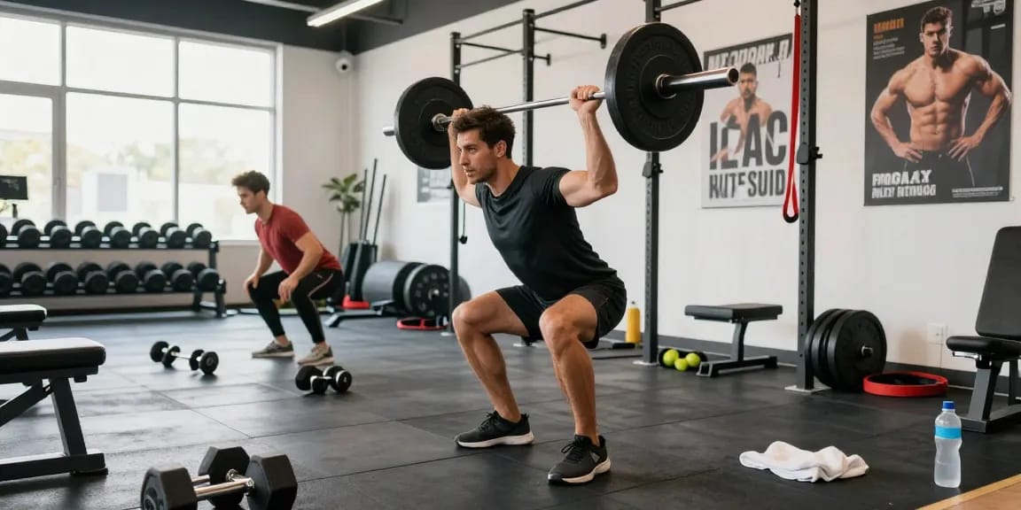 Akra Labs Steroid Shop - Fitnessenthusiast hebt Gewichte in einem modernen Fitnessstudio.