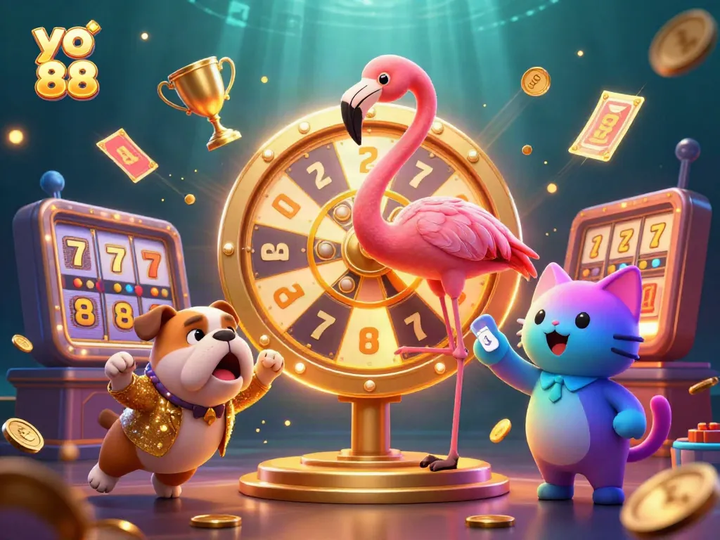 Experience exciting gameplay at yo 88 with a vibrant casino scene showcasing a game show host and dynamic elements.