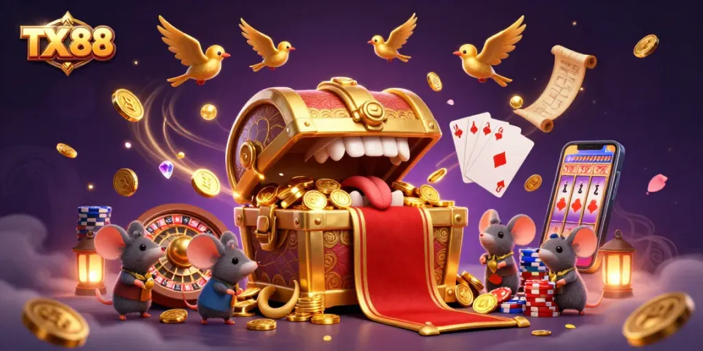 Engage with TX 88, a vibrant online casino featuring abundant golden treasures and dynamic gaming elements.