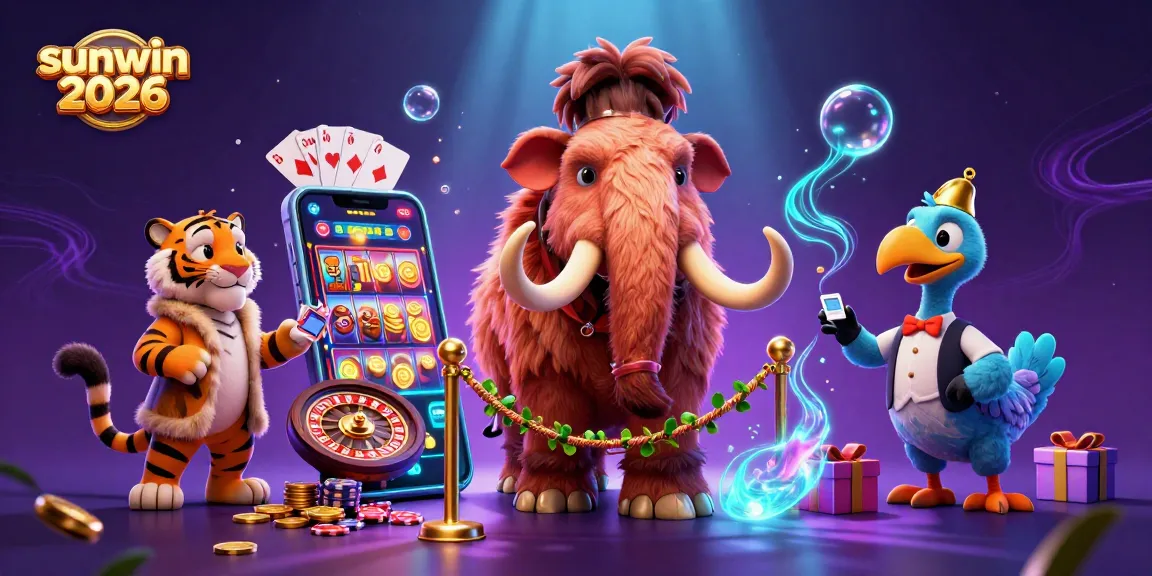 Join the excitement with sunwin 2026 as the casino bouncer checks IDs for animated VIP guests surrounded by gaming elements.